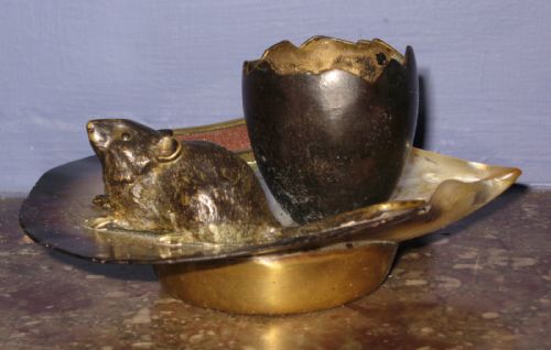 COLD PAINTED BRONZE MOTHER OF PEARL MATCH HOLDER - ADDITIONAL PHOTO 1