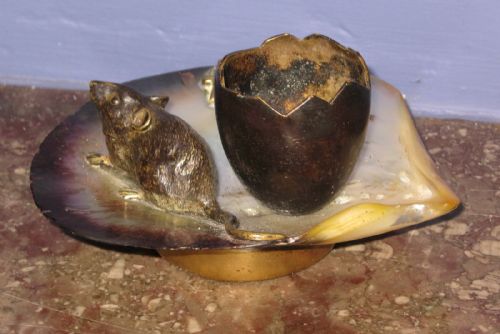 COLD PAINTED BRONZE MOTHER OF PEARL MATCH HOLDER - ADDITIONAL PHOTO 3