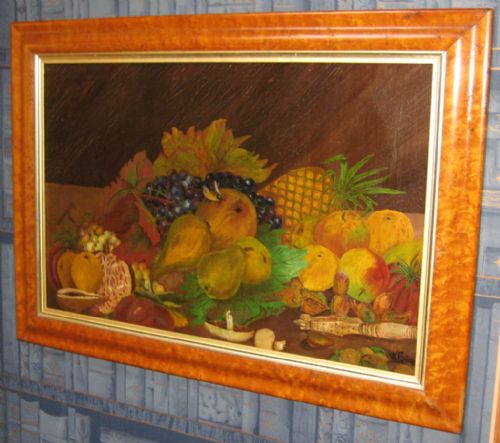 naive victorian oil still life - CATEGORY: ANTIQUE ART - DATED 1890