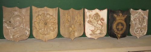 set of six carved oak heraldic shields - CATEGORY: ANTIQUE MISCELLANEOUS - DATED 1850