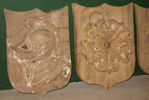 SET OF SIX CARVED OAK HERALDIC SHIELDS - ADDITIONAL PHOTO 1