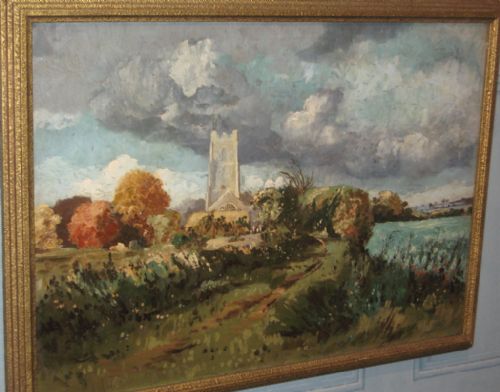fig 1. Oil Painting of Corton, Suffolk by William Sid Reed