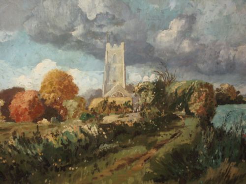 fig 2. Oil Painting of Corton, Suffolk by William Sid Reed