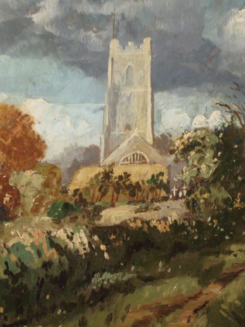fig 3. Oil Painting of Corton, Suffolk by William Sid Reed