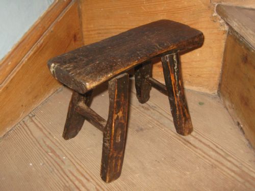 primitive georgian footstool - CATEGORY: ANTIQUE STOOLS - DATED 1750