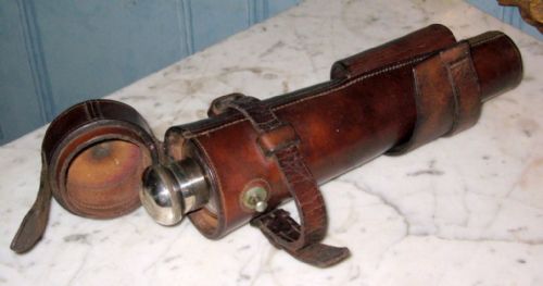 victorian leather cased hunting flask - CATEGORY: ANTIQUE MISCELLANEOUS - DATED 1880