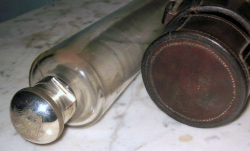 VICTORIAN LEATHER CASED HUNTING FLASK - ADDITIONAL PHOTO 2