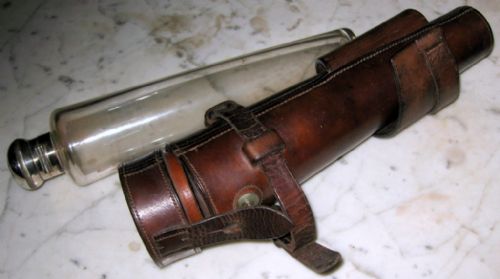 VICTORIAN LEATHER CASED HUNTING FLASK - ADDITIONAL PHOTO 3