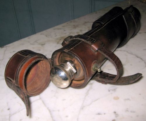 VICTORIAN LEATHER CASED HUNTING FLASK - ADDITIONAL PHOTO 5