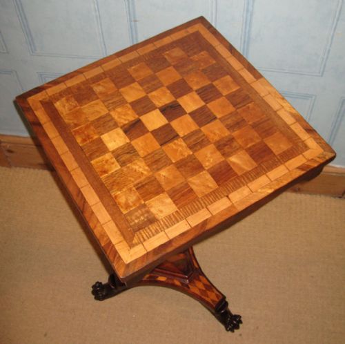 quality regency inlaid chess table - CATEGORY: ANTIQUE TABLES - DATED 1800