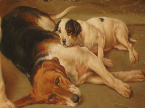 OIL OF FOXHOUNDS BY WRIGHT BARKER - ADDITIONAL PHOTO 5