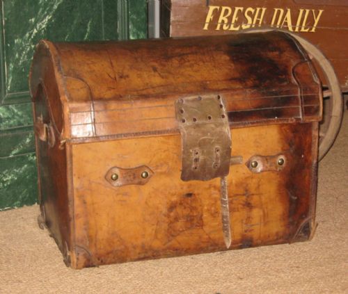 large victorian leather trunk - CATEGORY: ANTIQUE CHESTS - DATED 1890