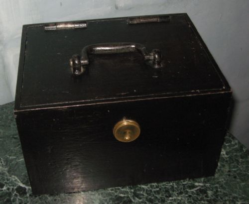 victorian hobbsco iron strongbox - CATEGORY: ANTIQUE BOXES - DATED 1900