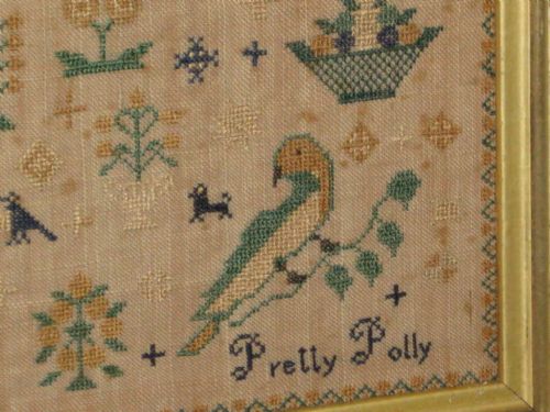 UNUSUAL VICTORIAN 'PRETTY POLLY' SAMPLER - ADDITIONAL PHOTO 3