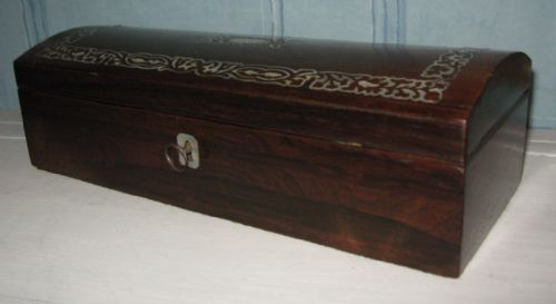 REGENCY ROSEWOOD AND MOTHER OF PEARL GLOVE BOX - ADDITIONAL PHOTO 1