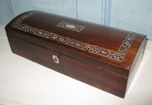REGENCY ROSEWOOD AND MOTHER OF PEARL GLOVE BOX - ADDITIONAL PHOTO 5