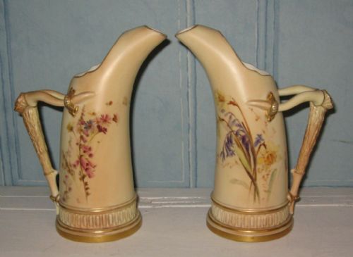 pair of royal worcester vases by edward raby - CATEGORY: ANTIQUE VASES - DATED 1890
