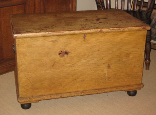 victorian painted pine trunk - CATEGORY: ANTIQUE CHESTS - DATED 1850