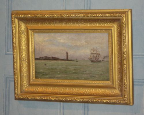 victorian oil painting of new brighton merseyside - CATEGORY: ANTIQUE ART - DATED 1880