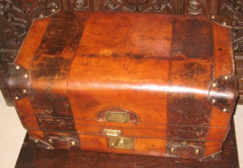 VICTORIAN LEATHER COACH TRUNK BY FINNIGANS - ADDITIONAL PHOTO 1