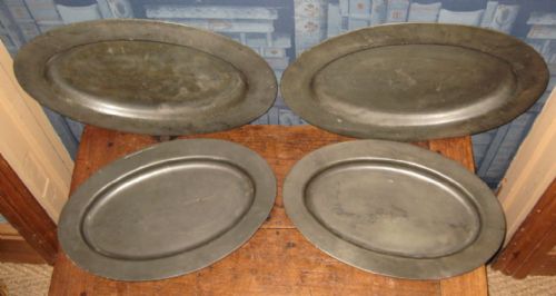 fig 1. Set of four Victorian oval pewter platters