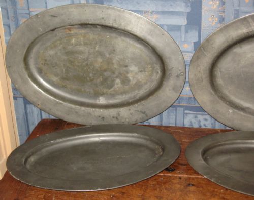 fig 2. Set of four Victorian oval pewter platters