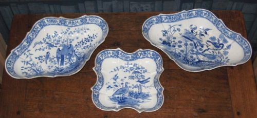 three 'ornithological series' blue and white dishes - CATEGORY: ANTIQUE CERAMICS - DATED 1800