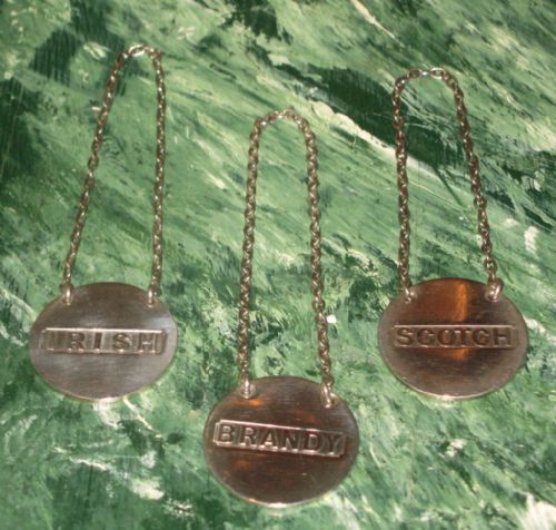 set of sampson mordan silver decanter labels - CATEGORY: ANTIQUE SILVER - DATED 1910