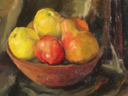 OIL STILL LIFE OF FRUIT WITH BOTTLE - ADDITIONAL PHOTO 3