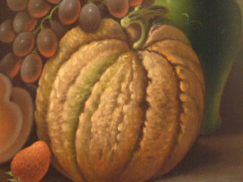 VICTORIAN STILL LIFE OIL WITH PUMPKIN - ADDITIONAL PHOTO 6