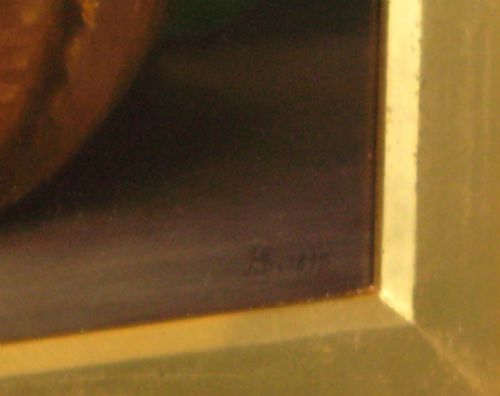 VICTORIAN STILL LIFE OIL WITH PUMPKIN - ADDITIONAL PHOTO 7