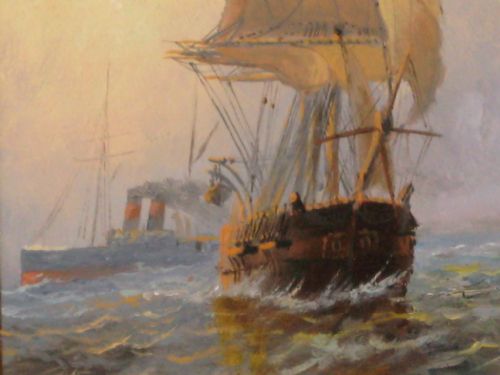 VICTORIAN MARINE OIL 'SAIL AND STEAM' - ADDITIONAL PHOTO 4