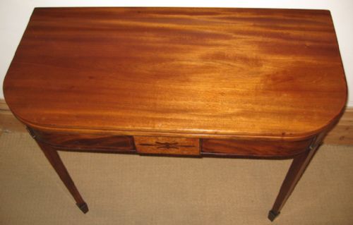 REGENCY MAHOGANY INLAID TEA TABLE - ADDITIONAL PHOTO 5