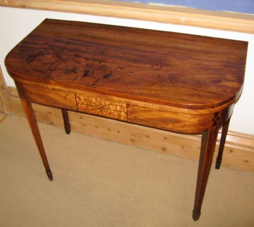 georgian mahogany inlaid tea table - CATEGORY: ANTIQUE TABLES - DATED 1800