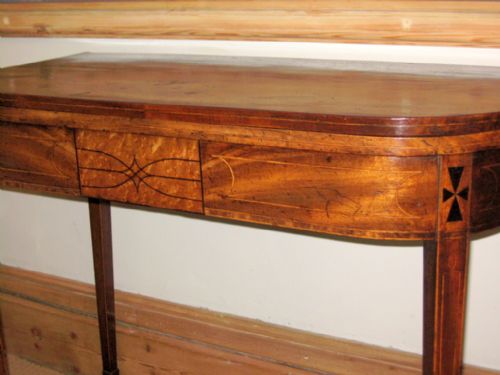 GEORGIAN MAHOGANY INLAID TEA TABLE - ADDITIONAL PHOTO 2