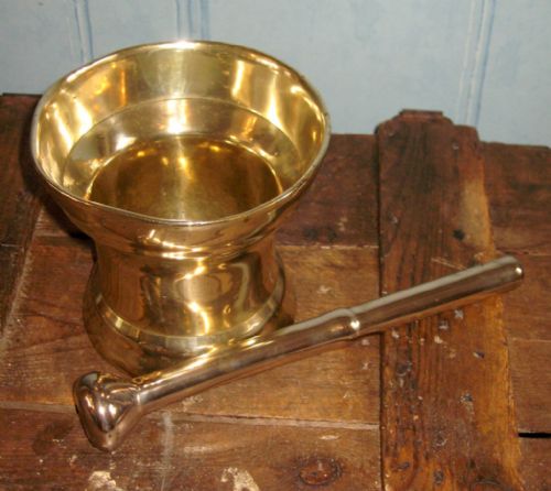 GEORGIAN BRASS PESTLE AND MORTAR - ADDITIONAL PHOTO 2