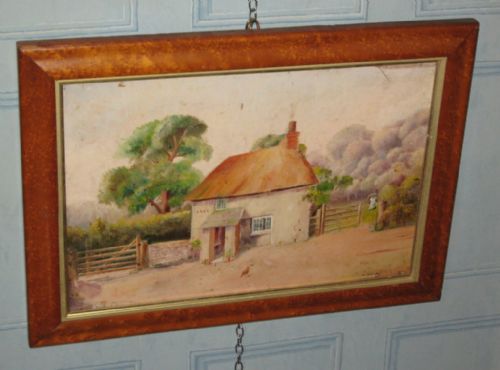 TWO VICTORIAN NAIVE OILS IN MAPLE FRAMES - ADDITIONAL PHOTO 4