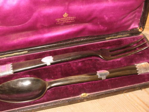 VICTORIAN SCOTTISH HORN AND SILVER SERVERS - ADDITIONAL PHOTO 1