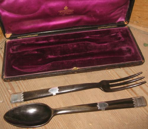 VICTORIAN SCOTTISH HORN AND SILVER SERVERS - ADDITIONAL PHOTO 3