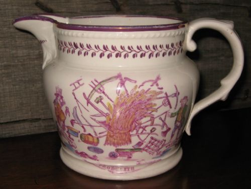 dated farmer's arms lustre jug - CATEGORY: ANTIQUE JUGS - DATED 1800