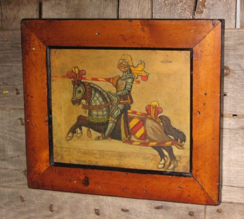 gothic revival oil of a knight - CATEGORY: ANTIQUE ART - DATED 1900