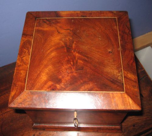 REGENCY MAHOGANY PEDESTAL TEA CADDY - ADDITIONAL PHOTO 3