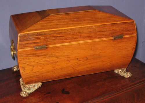 REGENCY ROSEWOOD BOMBE SHAPE TEA CADDY - ADDITIONAL PHOTO 4