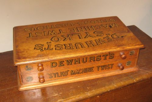 dewhurst's 'sylko' oak cotton box - CATEGORY: ANTIQUE BOXES - DATED 1900