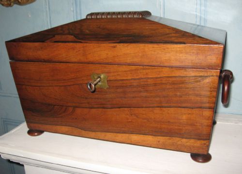 fine regency rosewood tea caddy - CATEGORY: ANTIQUE BOXES - DATED 1800