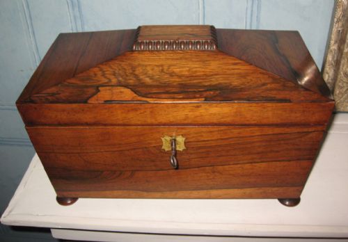 FINE REGENCY ROSEWOOD TEA CADDY - ADDITIONAL PHOTO 5
