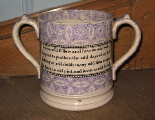 rare 'oddfellows' two handled tankard - CATEGORY: ANTIQUE CUPS - DATED 1850