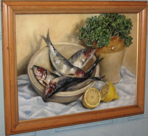 OIL STILL LIFE OF HERRINGS - ADDITIONAL PHOTO 1