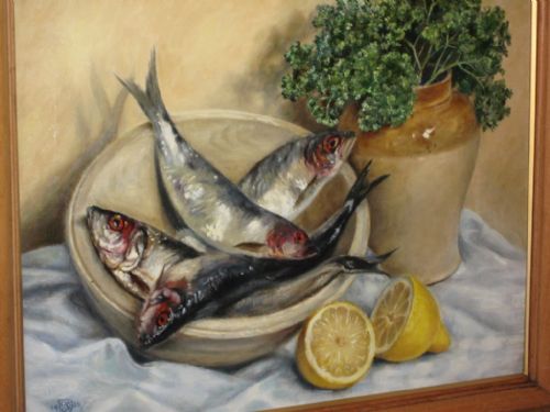 OIL STILL LIFE OF HERRINGS - ADDITIONAL PHOTO 2