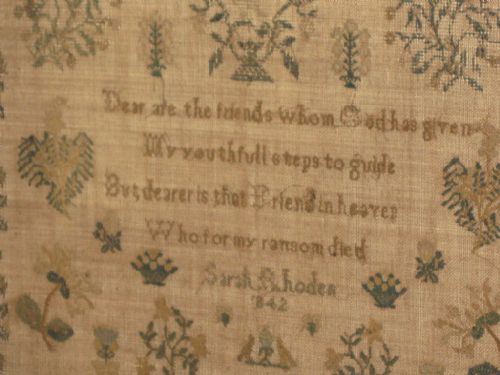 EARLY VICTORIAN SAMPLER IN BUR OAK FRAME - ADDITIONAL PHOTO 3